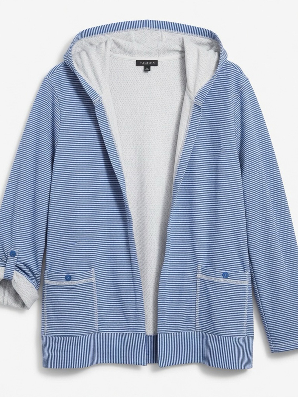 Talbots Light Blue & White Knit Hoodie Beach Coverup
